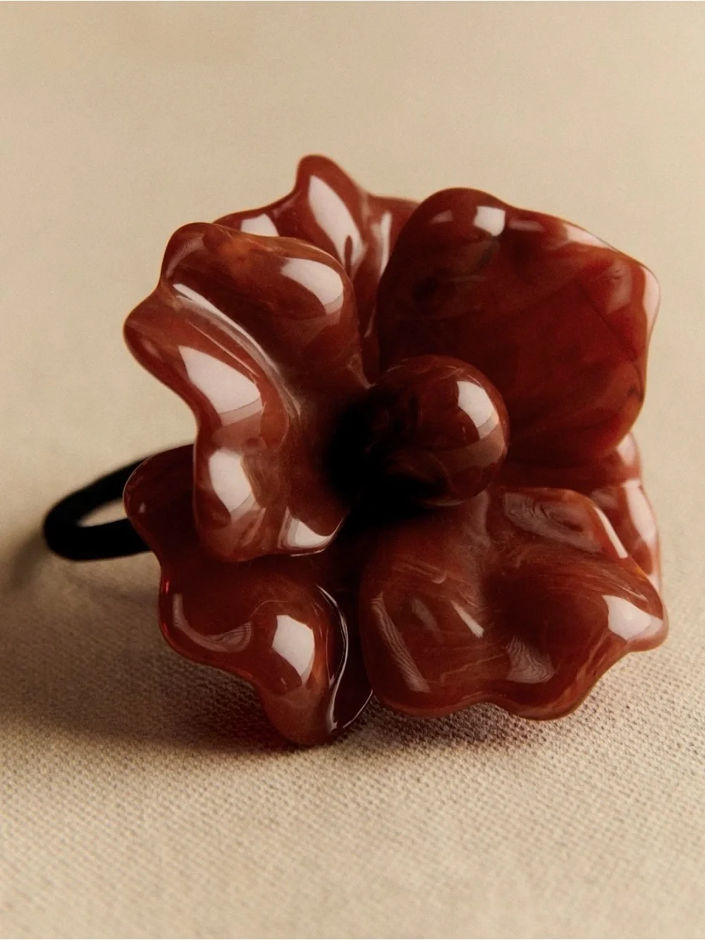 Sezane Kianar scrunchie - Brown Floral Hair Tie